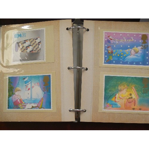 128 - LARGE RINGBINDER ALBUM FULL OF 'STAMP POSTCARDS' FROM POST OFFICE PICTURE CARD SERVICE.