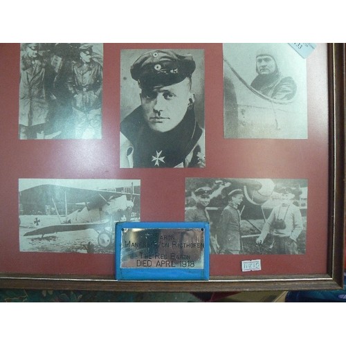 133 - THE RED BARON, BARON MANFREDVON RICTHOFEN. FRAMED PHOTOGRAPHS.