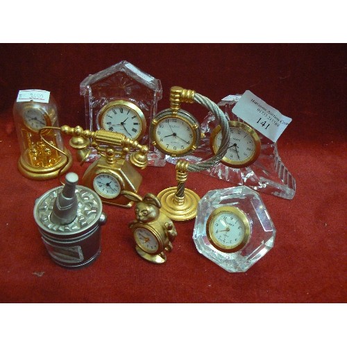 141 - MINIATURE CRYSTAL CLOCK COLLECTION X 8.