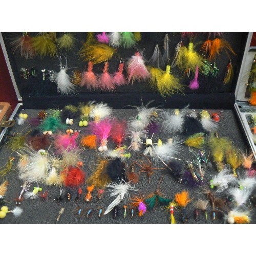 146 - COLLECTION OF FLY FISHING/TROUT FISHING FLIES. CONTAINED IN CASES AND BOXES.