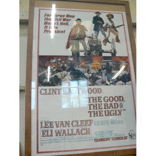 150 - THE GOOD, THE BAD, AND THE UGLY. POSTER FEATURING CLINT EASTWOOD. FRAMED/GLAZED.