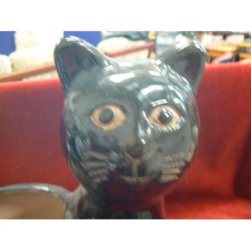 157 - LARGE CERAMIC STANDING BLACK CAT PLANTER.