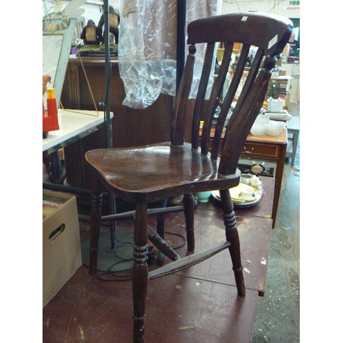 598 - VINTAGE KITCHEN CHAIR. PAINTED DARK BROWN.