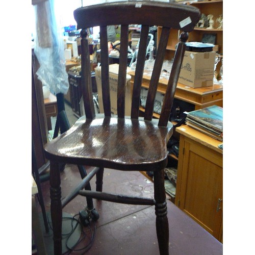 598 - VINTAGE KITCHEN CHAIR. PAINTED DARK BROWN.