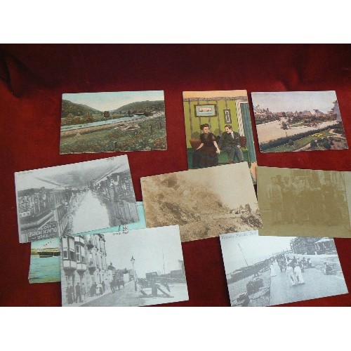 398 - INTERESTING VINTAGE POSTCARDS-HOME & ABROAD. CONTAINED IN A WILLEM II CIGAR BOX.