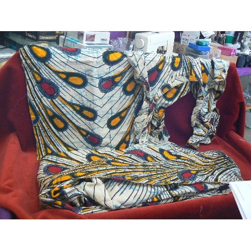 421 - AFRICAN COTTON STRAPPY TOP, WRAP AND FABRIC IN VIBRANT PATTERN AND COLOURS.