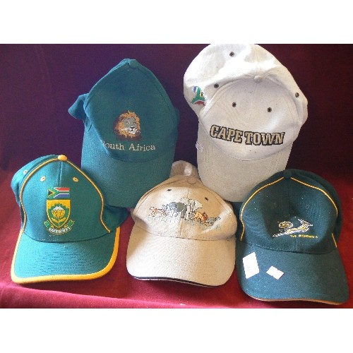 460 - 5 X SOUTH AFRICA BASEBALL CAPS. INC SA RUGBY, CAPTOWN, SA CRICKET ETC.