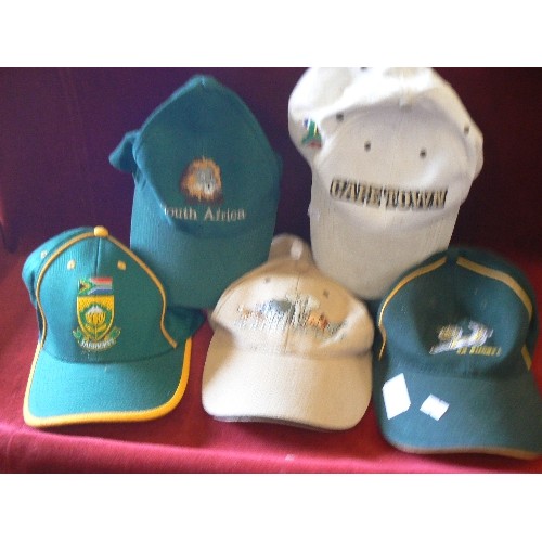 460 - 5 X SOUTH AFRICA BASEBALL CAPS. INC SA RUGBY, CAPTOWN, SA CRICKET ETC.