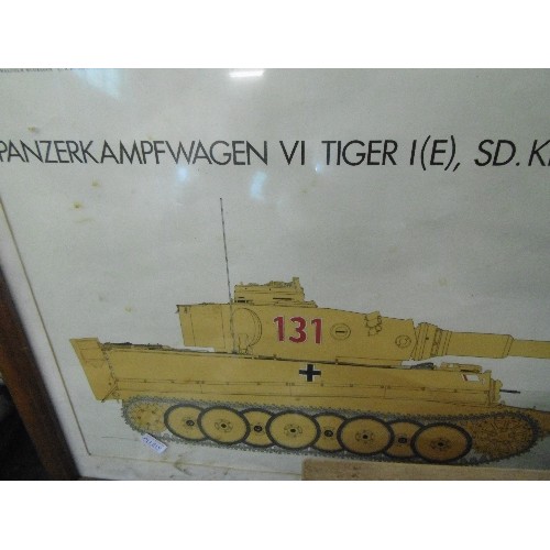 487 - FRAMED/GLAZED VI TIGER TANK PRINT. PANZERKAMPFWAGEN