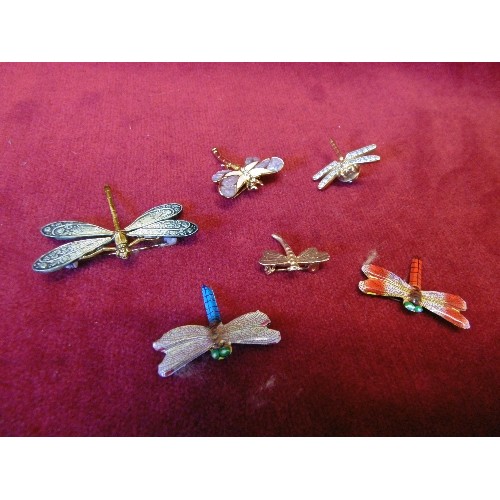 32 - 6 SMALL METAL DRAGONFLY BROOCHES