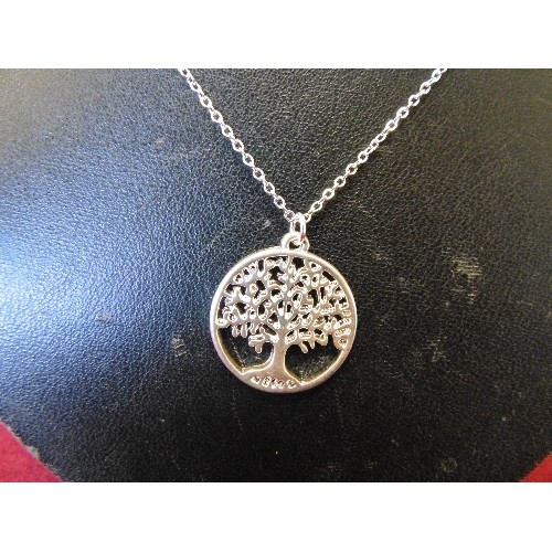 33 - ST JUSTIN SILVER METAL NECKLACE WITH TREE OF LIFE PENDANT