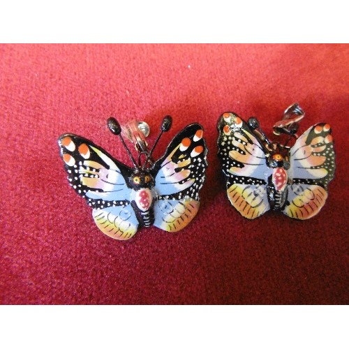 29 - 2 PAIRS OF LARGE BUTTERFLY CLIP ON EARRINGS