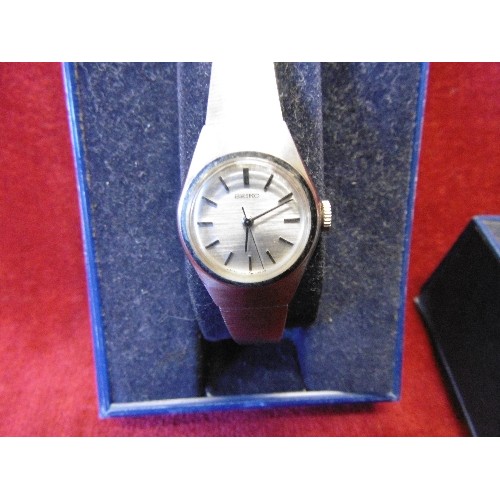 27 - SEIKO LADIES MECHANICAL WIND UP SILVER METACH WATCH