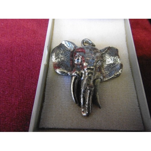 28 - SILVER 925 CHAIN AND SILVER METAL ELEPHANT HEAD PENDANT