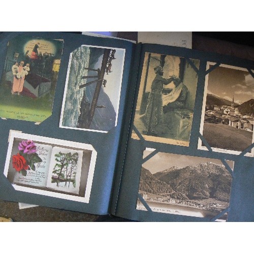 651 - VINTAGE POSTCARD ALBUM. CONTAINS LARGE QUANTITY OF FAMILY AND SOUVENIR TRAVEL POSTCARDS.