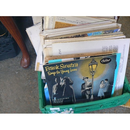 664 - LARGE STACK OF VINTAGE LP RECORDS, ALSO EARLY 33 1/3 SMALLER LP RECORDS. INC BING HITS, FRANK SINATR... 