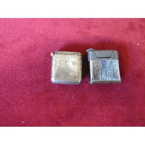 41 - SILVER HALLMARKED VESTA CASE (NO LID) AND A SILVER METAL LIGHTER