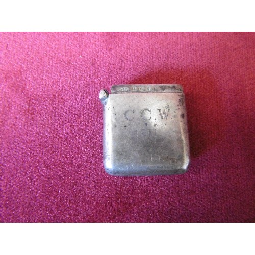 41 - SILVER HALLMARKED VESTA CASE (NO LID) AND A SILVER METAL LIGHTER