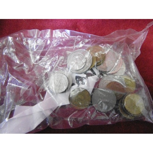 55 - BOX OF MIXED ENGLISH AND FOREIGN COINS