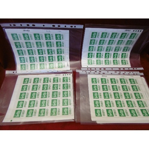 57 - 10 SHEETS OF 50 2ND CLASS HOLLY GREEN STAMPS