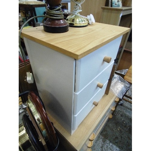 547 - IVORY BEDSIDE WITH BEECH KNOBS.