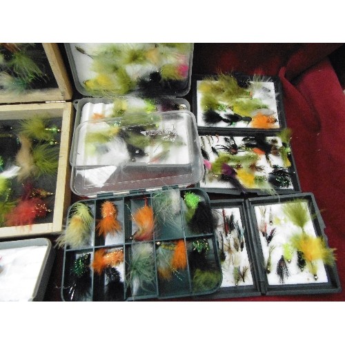 113 - FLY FISHING/TROUT FISHING FLIES. QUANTITY CONTAINED IN SMALL BOXES.