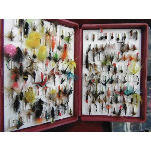 113 - FLY FISHING/TROUT FISHING FLIES. QUANTITY CONTAINED IN SMALL BOXES.