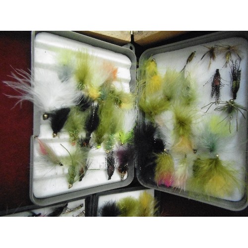 113 - FLY FISHING/TROUT FISHING FLIES. QUANTITY CONTAINED IN SMALL BOXES.