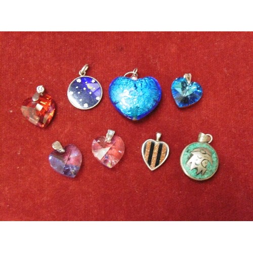 34 - COLLECTION OF 8 SILVER PENDANTS WITH DIFFERING STONES