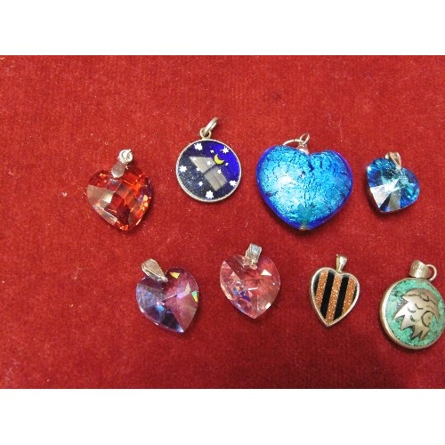 34 - COLLECTION OF 8 SILVER PENDANTS WITH DIFFERING STONES