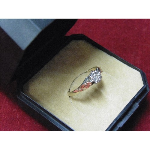 45 - A 9ct GOLD DIAMOND SOLITAIRE ENGAGEMENT RING WEIGHT 2.15gr SIZE K