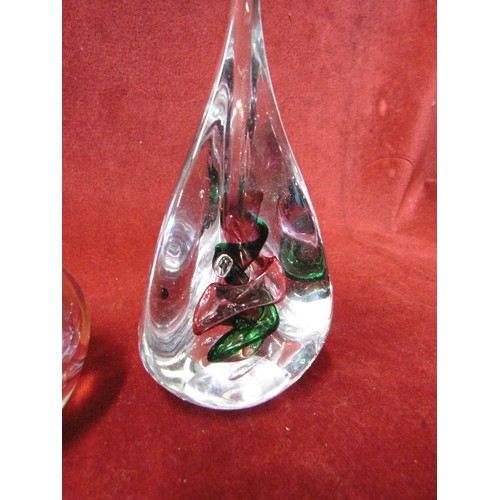 7 - 3 GLASS DUMP PAPERWEIGHTS ALL NAMED, LANGLEY BEING ONE