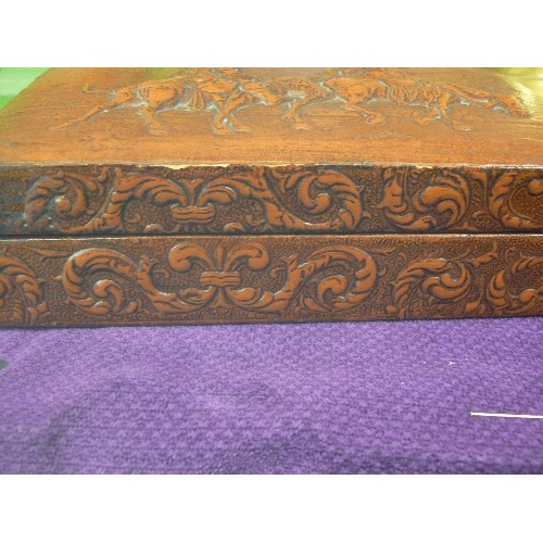 74 - SPANISH FAUX EMBOSSED LEATHER COATED CIGAR BOX.