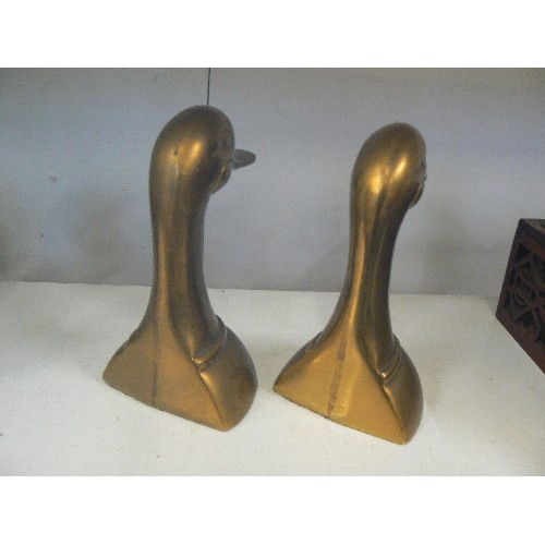 103 - PAIR OF BRASS DUCK HEAD BOOKENDS