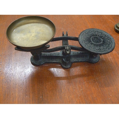 101 - CAST IRON DOMESTIC USE SCALES WITH WEIGHTS