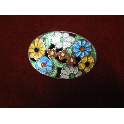 60A - A SILVER ENAMEL BROOCH BY A H DARBY & SONS BIRMINGHAM 1945