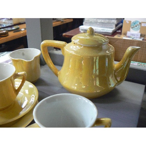 236 - VINTAGE YELLOW PEARLESCENT PART-TEA SET. UNMARKED.