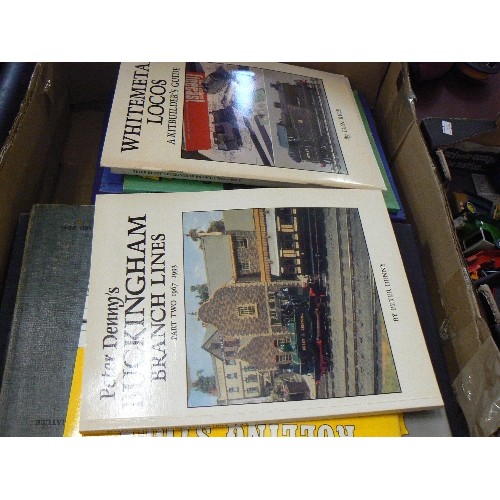 197 - LARGE BOX OF ASSORTED MODEL TRAIN BOOKS, INC 2 COMPLETE SETS OF 'RAILWAY MODELLER' 1966 AND 77, IN B... 