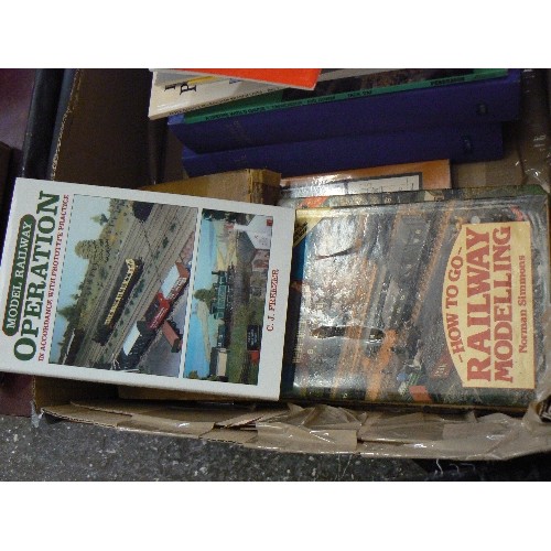 197 - LARGE BOX OF ASSORTED MODEL TRAIN BOOKS, INC 2 COMPLETE SETS OF 'RAILWAY MODELLER' 1966 AND 77, IN B... 