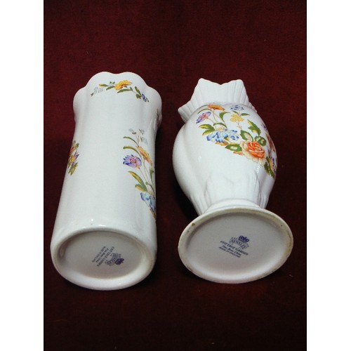 6 - 2 AYNSLEY VASES COTTAGE GARDEN PATTERN 10 INCHES