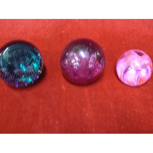 8A - 3 CAITHNESS CRYSTAL GLASS SCOTLAND PAPER WEIGHTS - SEAGEM MOON FLOWER WITH GALLEON INSIDE