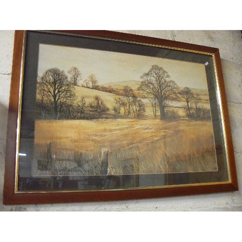 135 - 4 X FRAMED/GLAZED PRINTS. INC AUTUMNAL SCENE IN LARGE FRAME, COLLIE DOG AND CHILD, THE TIMID BATHER,... 