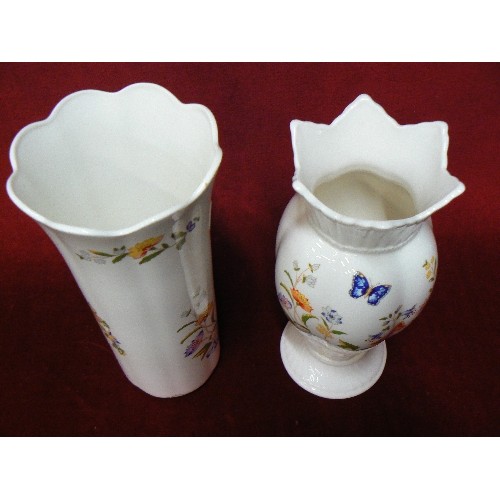 210 - 2 AYNSLEY VASES. COTTAGE GARDEN PATTERN 10 INCHES