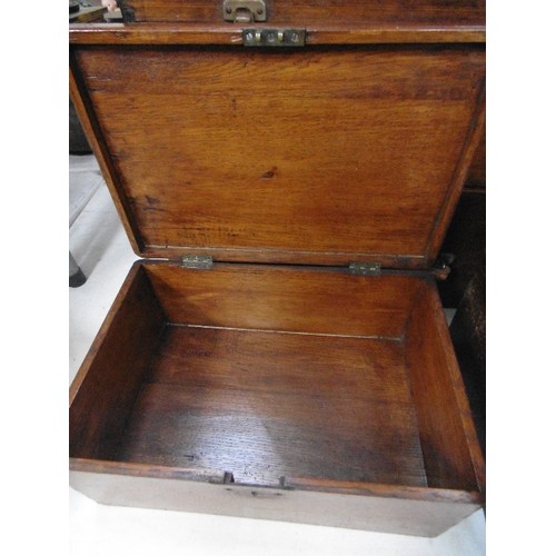 110 - 5 VINTAGE WOODEN STORAGE CHESTS. SET OF 3 ARE GRADUATED, THE 2 SMALLER HAVE BRASS CORNERS, ALL HAVE ... 