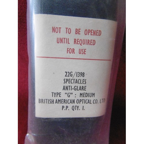 128 - VINTAGE ANTI-GLARE SPECTACLES, APEAR NEW/SEALED. MARKED 'NOT TO BE OPENED UNTIL REQUIRED FOR USE' AN... 