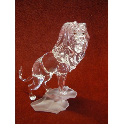 22 - SWAROVSKI CRYSTAL LION STANDING ON ROCK 269377 Mint Rare Boxed Retired