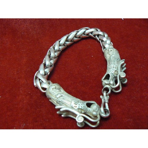 90 - 3 SILVER METAL CHINESE BRACELETS