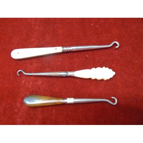 97 - COLLECTION OF BUTTON HOOKS AND SHOE HORN