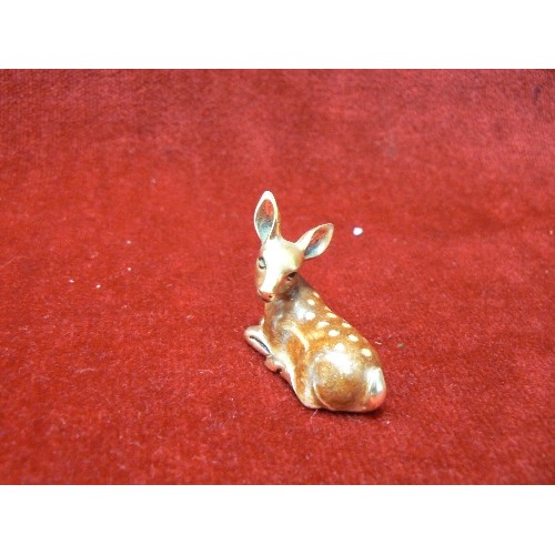 98 - COLLECTION OF HOLLOW SILVER ENAMELLED ANIMALS FAWN. CAT DUCK AND FROG HIGHT