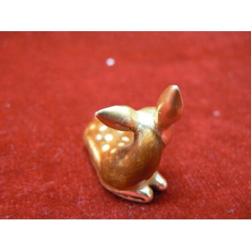 98 - COLLECTION OF HOLLOW SILVER ENAMELLED ANIMALS FAWN. CAT DUCK AND FROG HIGHT